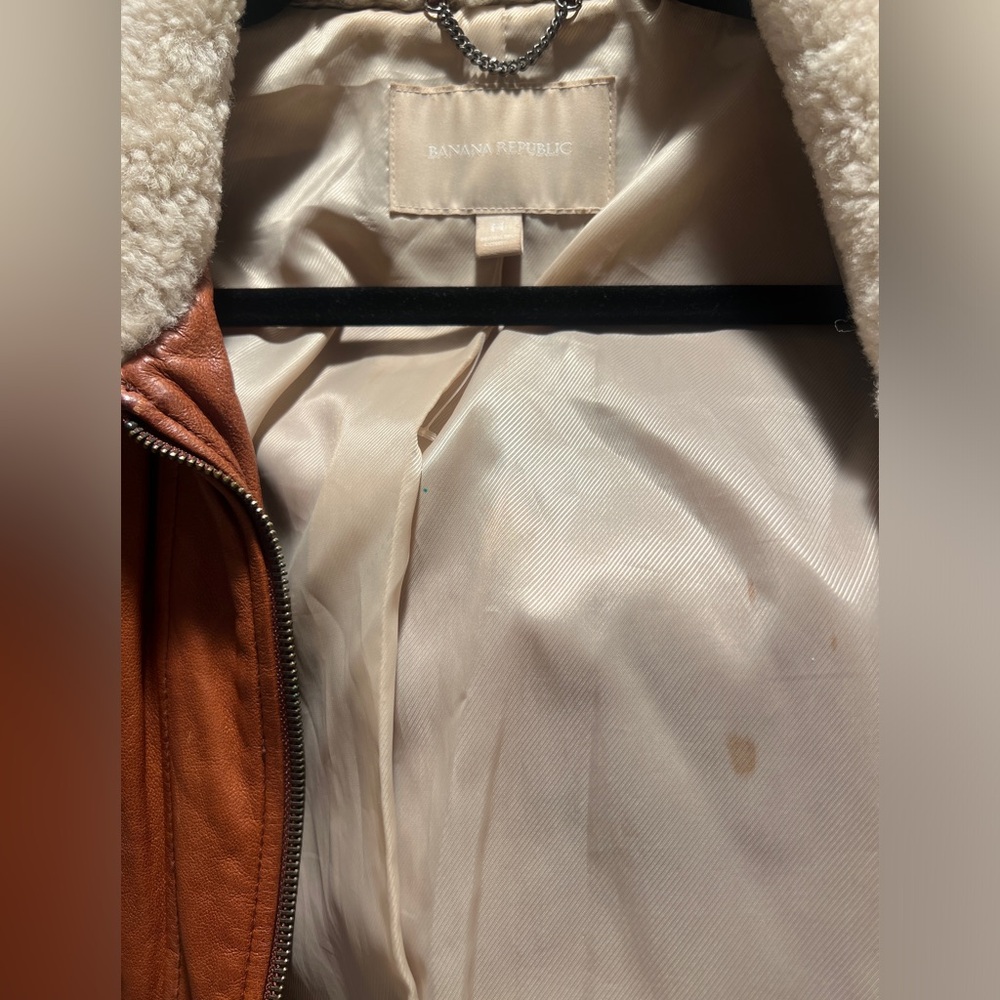 Leather Women's Aviator Jacket with Shearling Collar - Picture 6 of 7